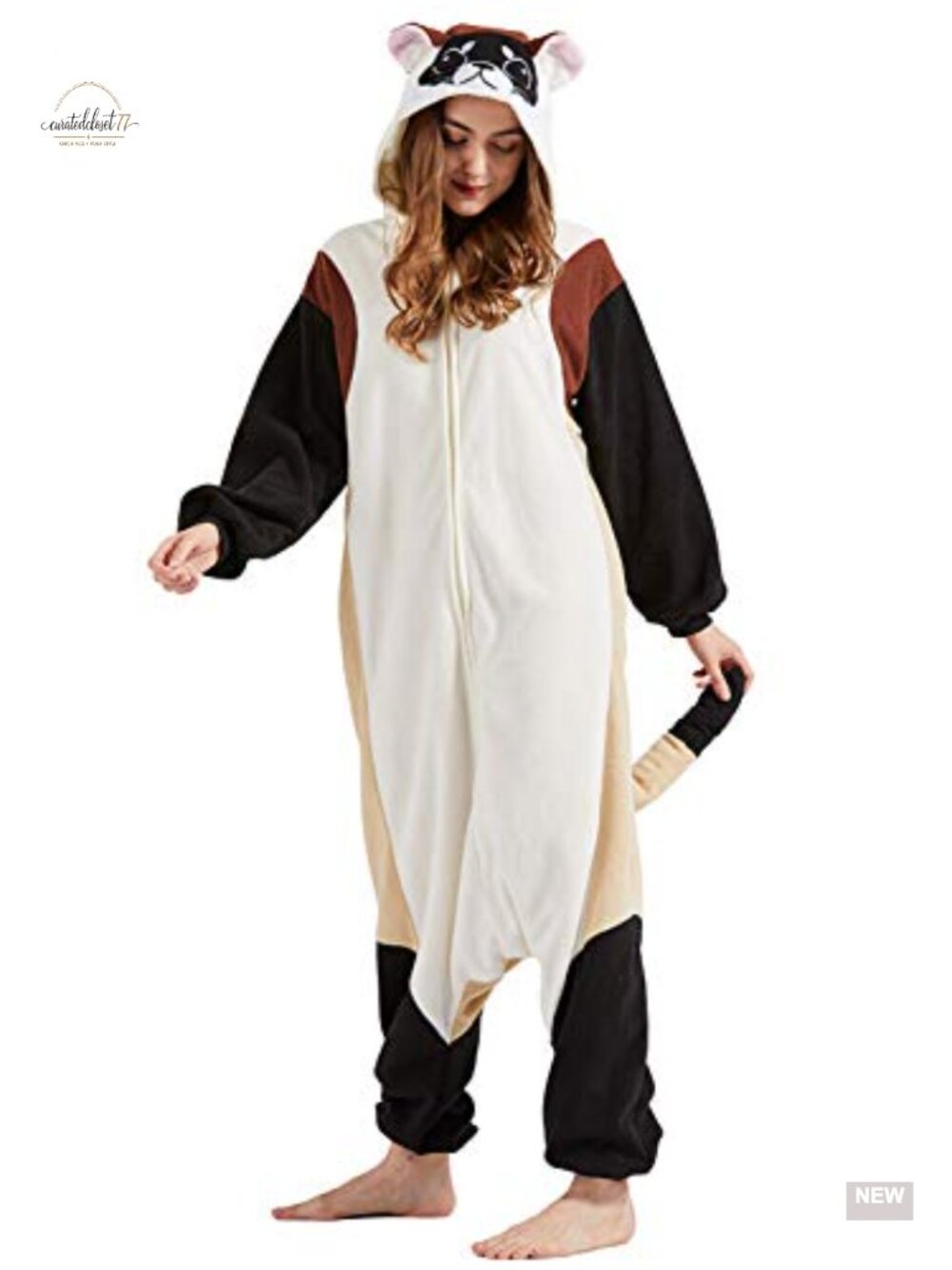 Adult Ferret Onesie Polar Fleece One-Piece Pajama Cosplay Costume